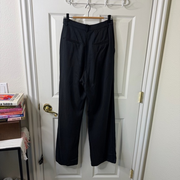 Reformation Mason Black Tencel Pleated Wide Leg Pants Womens Size 6 - Picture 9 of 11